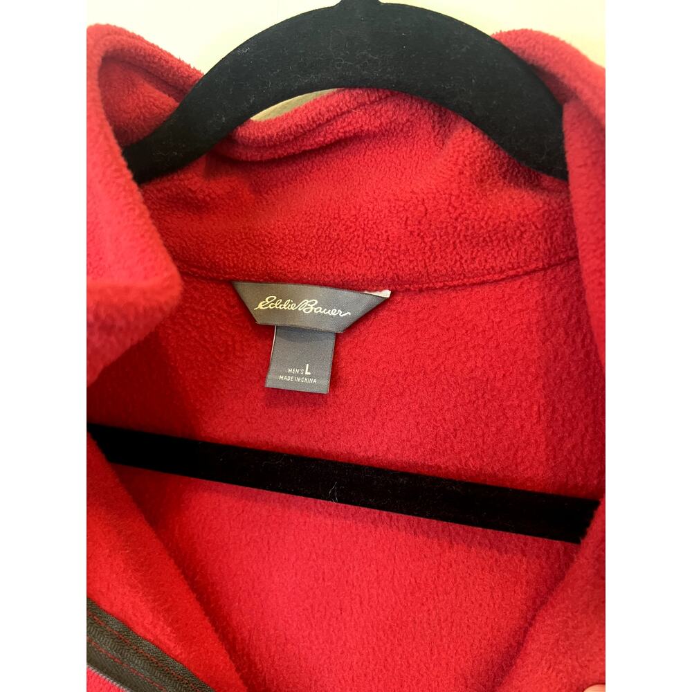 Eddie Bauer Red Quarter Zip Fleece Pullover Men’s Large Cozy Outdoor Sweater - Picture 3 of 4